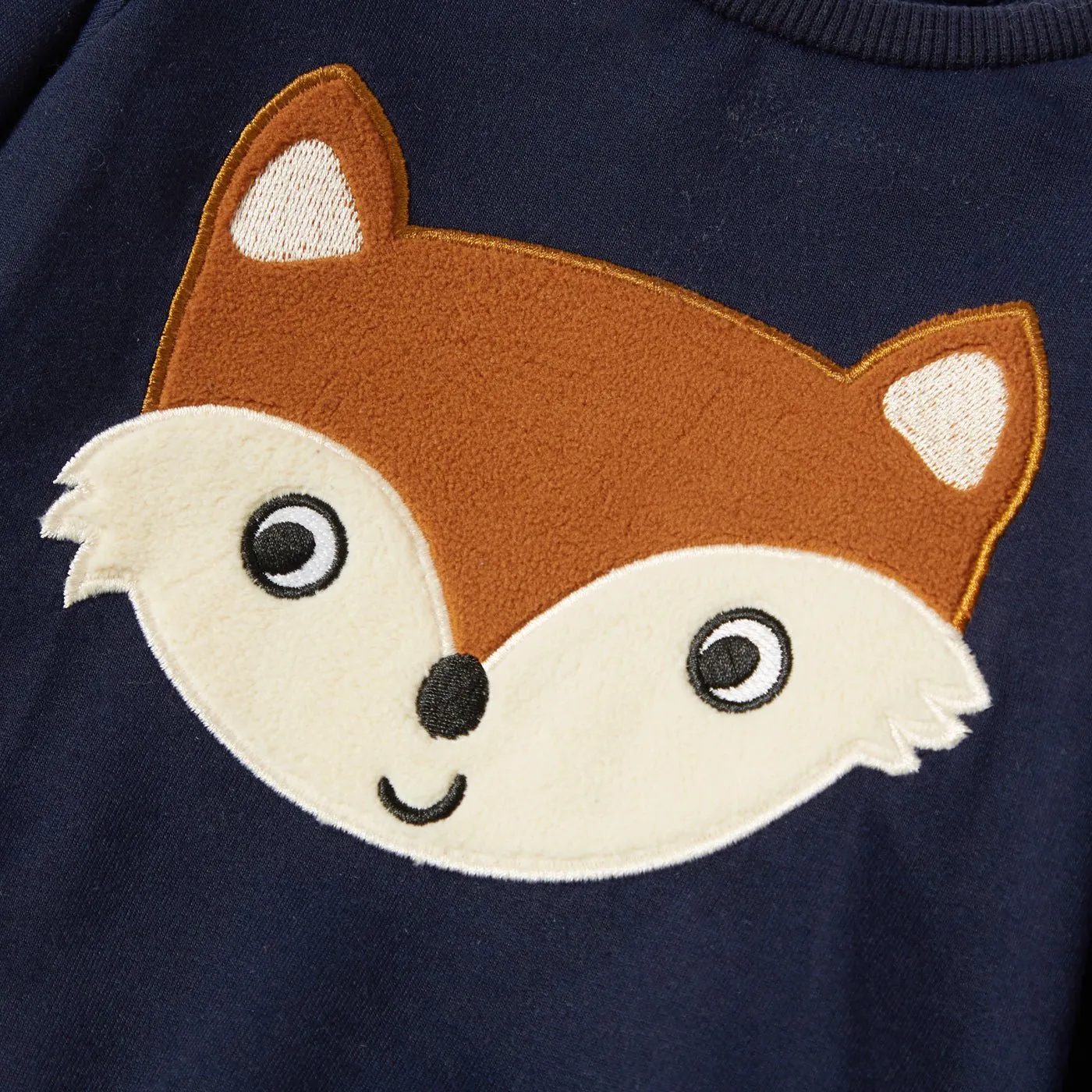 2pcs Cartoon Fox Pattern Navy Baby Long-sleeve Cotton Pullover and Pants Set