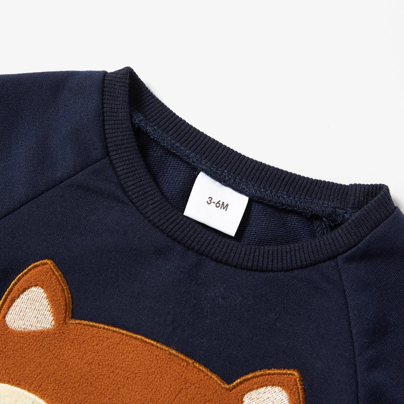 2pcs Cartoon Fox Pattern Navy Baby Long-sleeve Cotton Pullover and Pants Set