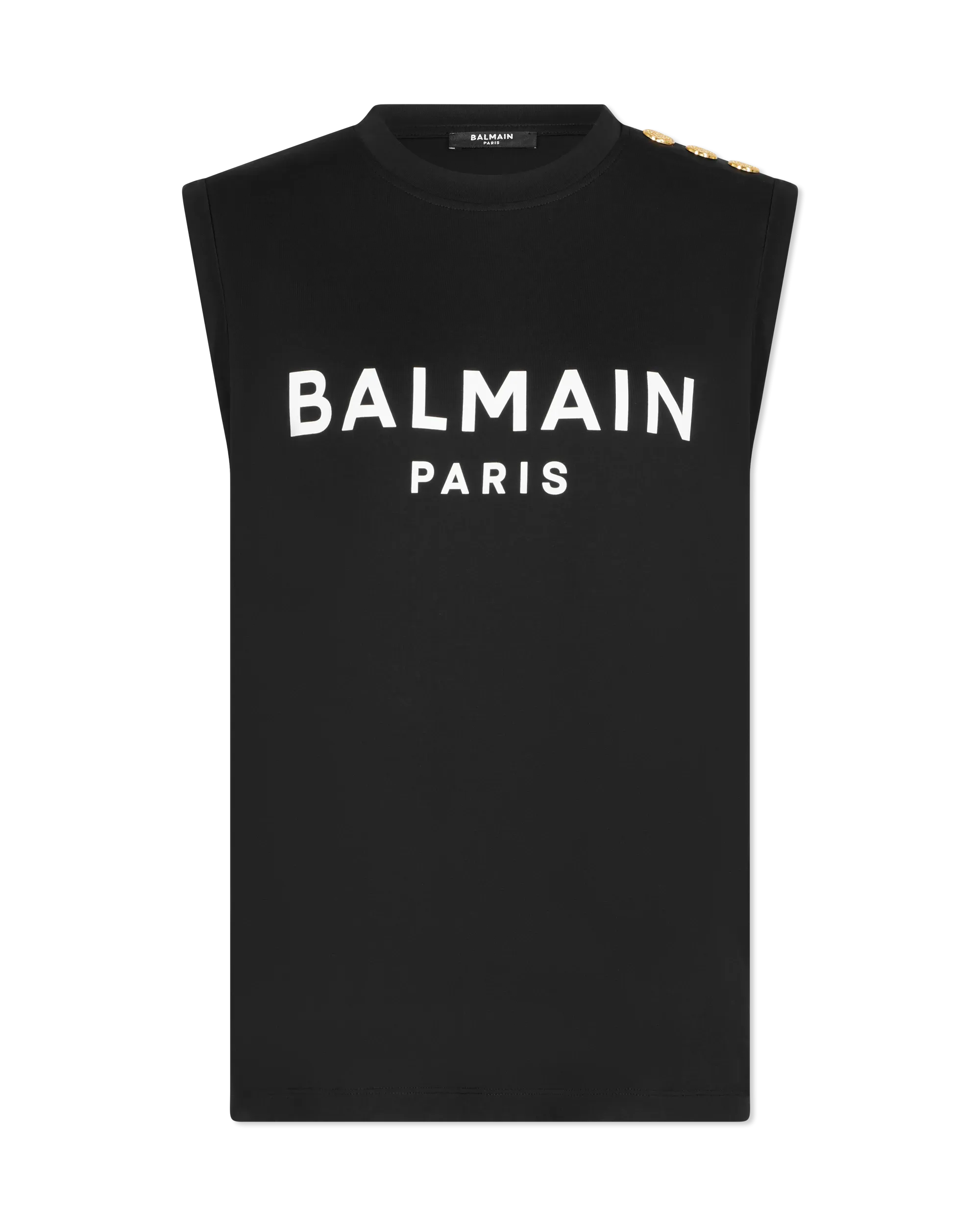 3 Button Balmain Paris Printed Tank Top