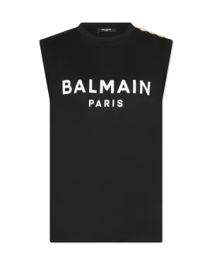 3 Button Balmain Paris Printed Tank Top