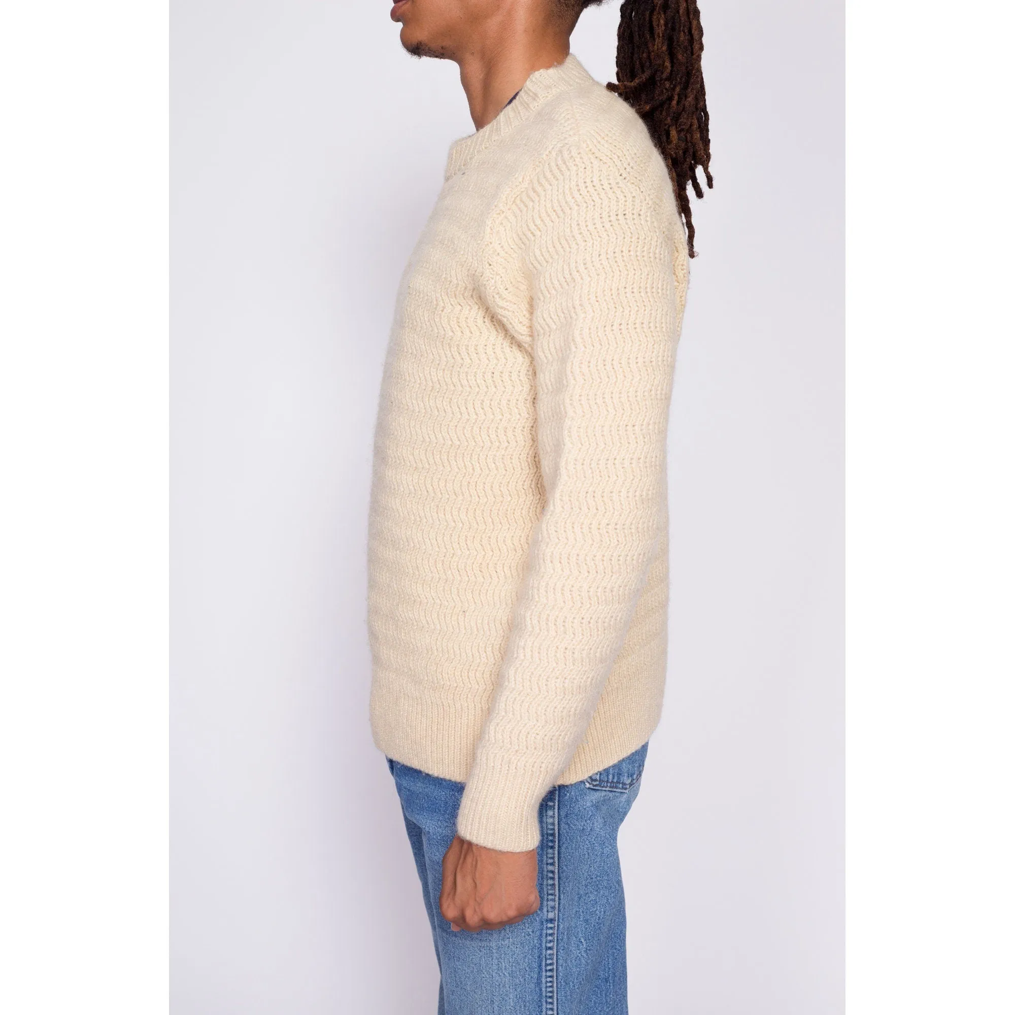 70s Pendleton Cream Wool Sweater - Men's Medium