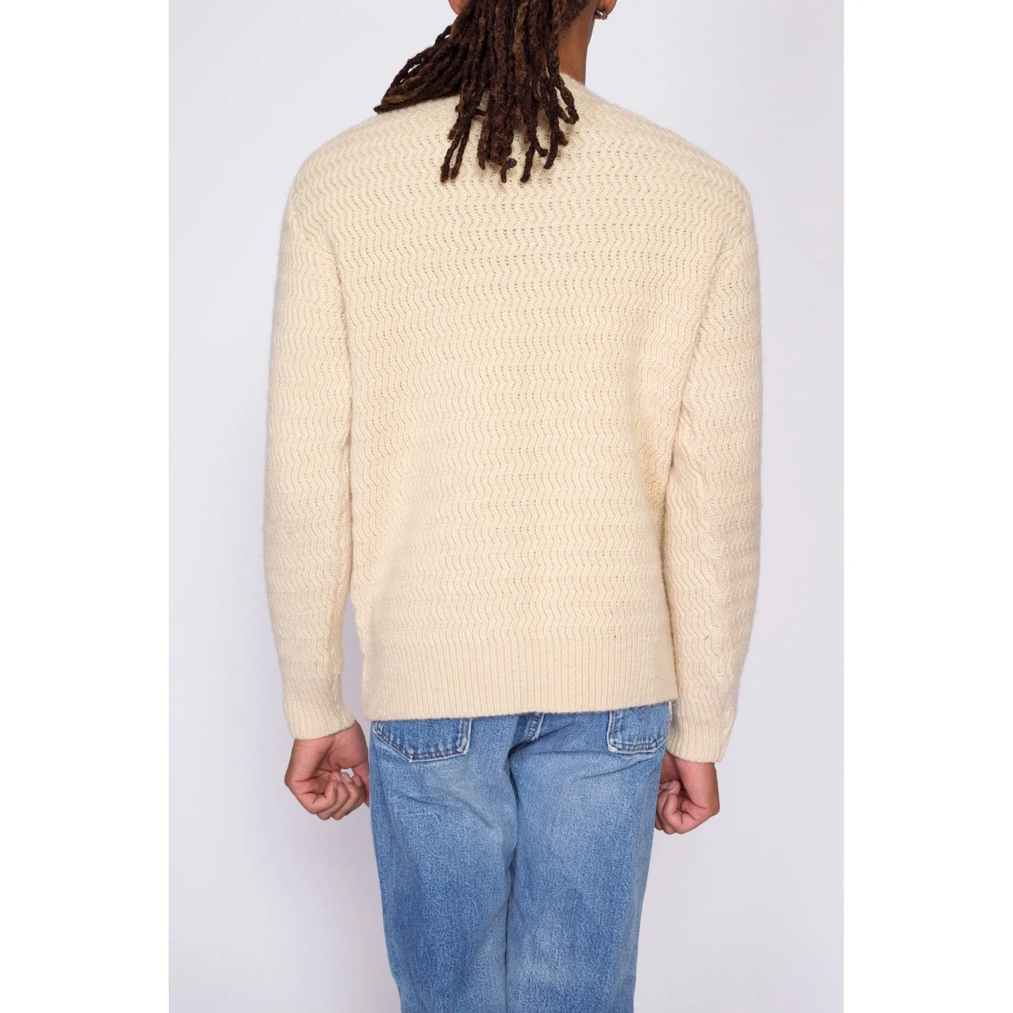 70s Pendleton Cream Wool Sweater - Men's Medium