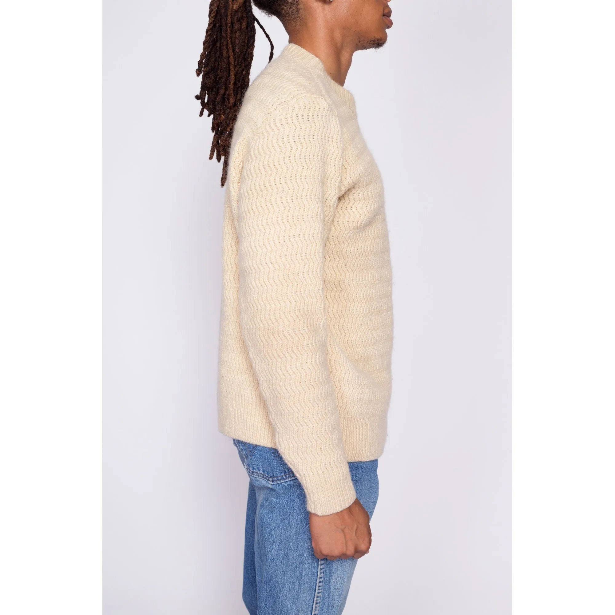 70s Pendleton Cream Wool Sweater - Men's Medium