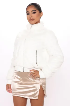 Andi Faux Fur Bomber Jacket - Ivory