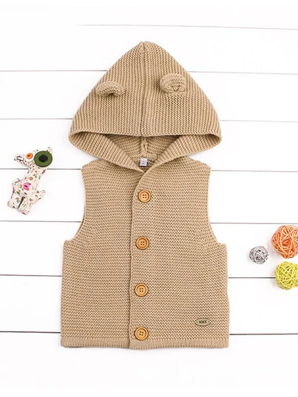 Animal Ears Waistcoat Sleeveless Buttoned Vest Baby Hoodie Cardigan