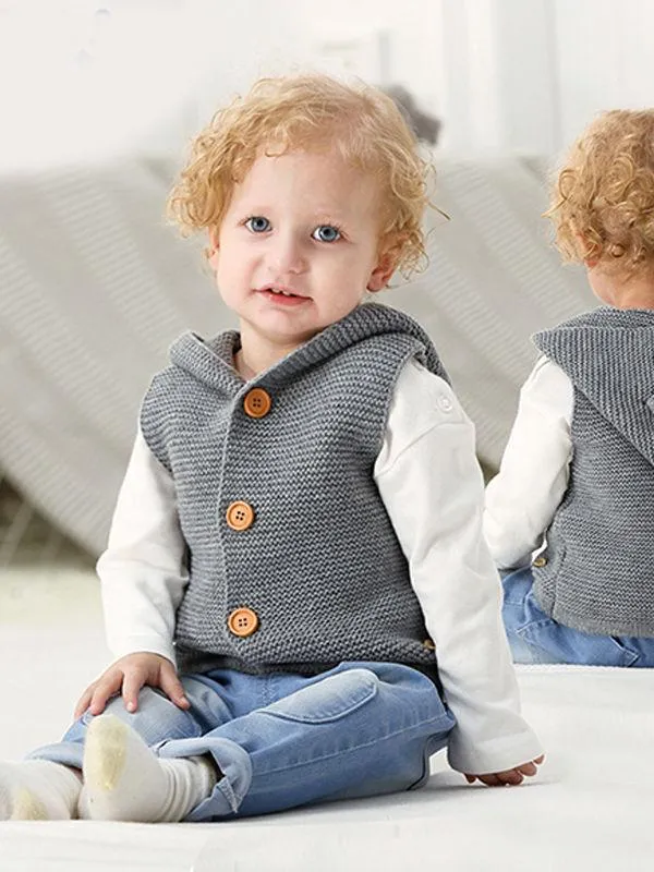 Animal Ears Waistcoat Sleeveless Buttoned Vest Baby Hoodie Cardigan