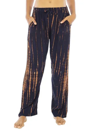 Back From Bali Womens Tie Dye Lounge Pants Boho Flowy Wide Leg Loose Harem Palazzo Beach Pants Comfy Elastic Waist