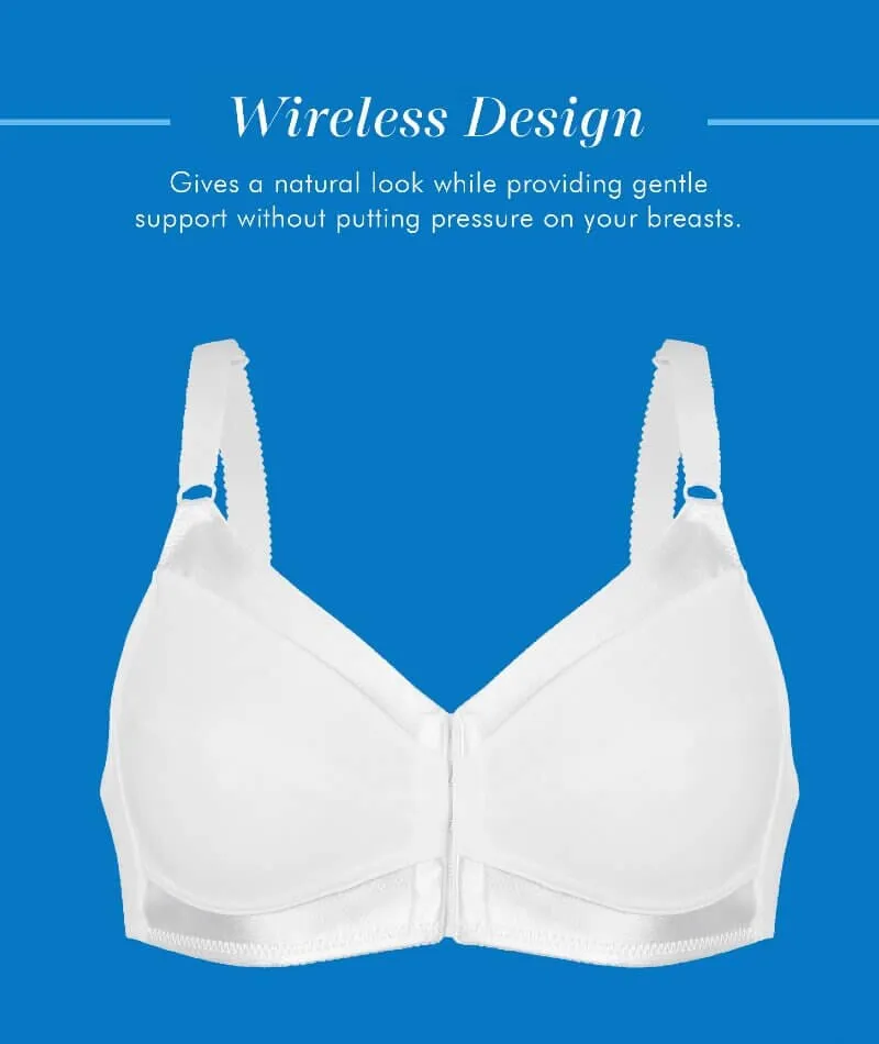 Bestform Unlined Wire-Free Cotton Bra With Front Closure - White