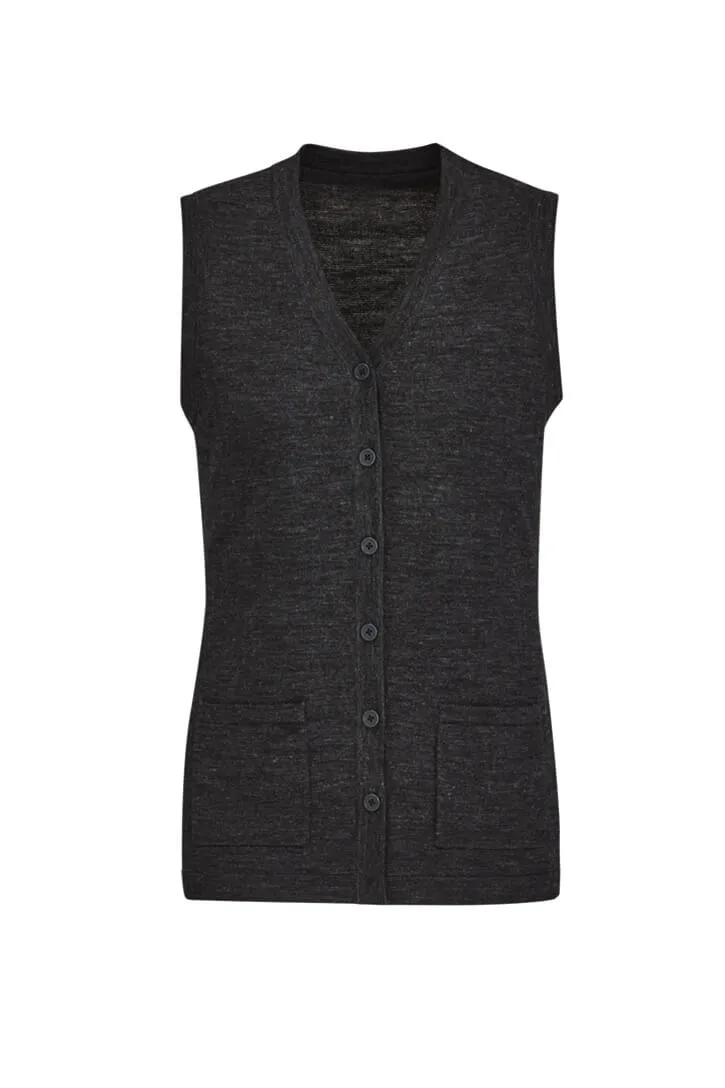 Biz Care Womens Button Front Knit Vest (CK961LV)