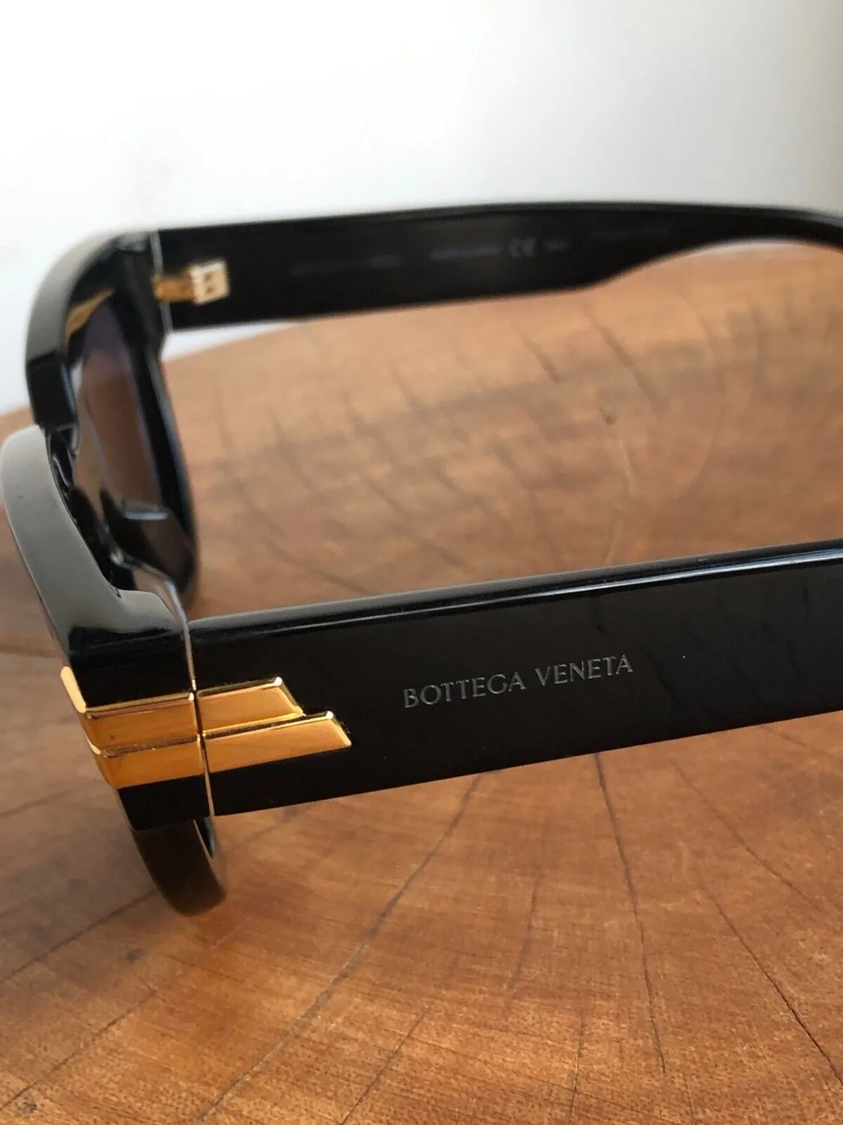 BOTTEGA VENETA BV1035S $510 Black Gold Gray Cat Eye Glasses Sunglasses