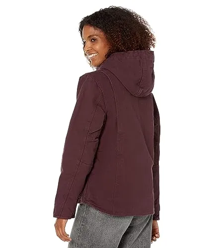 Carhartt 104292 Women's Loose Fit Washed Duck Sherpa Lined Jacket, BlackBerry, X-Small