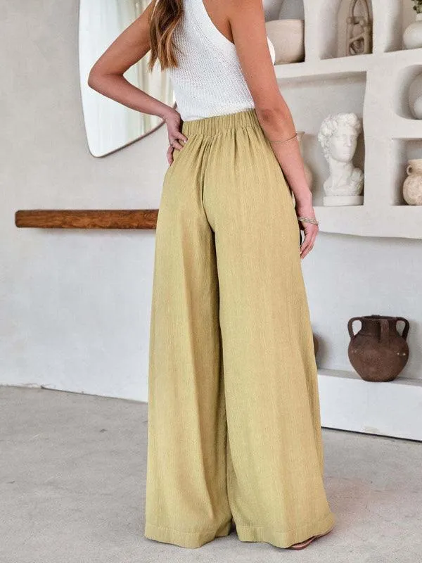 Chic Wide Leg Drawstring Palazzo Trousers for Women