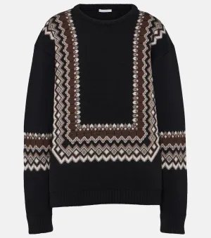 Chloé Wool Blend Jacquard Sweater, Black