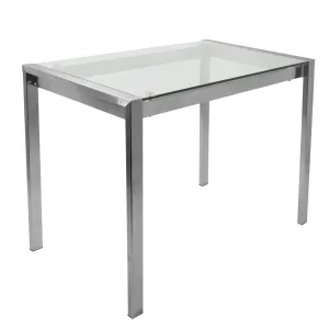 Fuji Contemporary Counter Table in Stainless Steel and Clear Glass by LumiSource