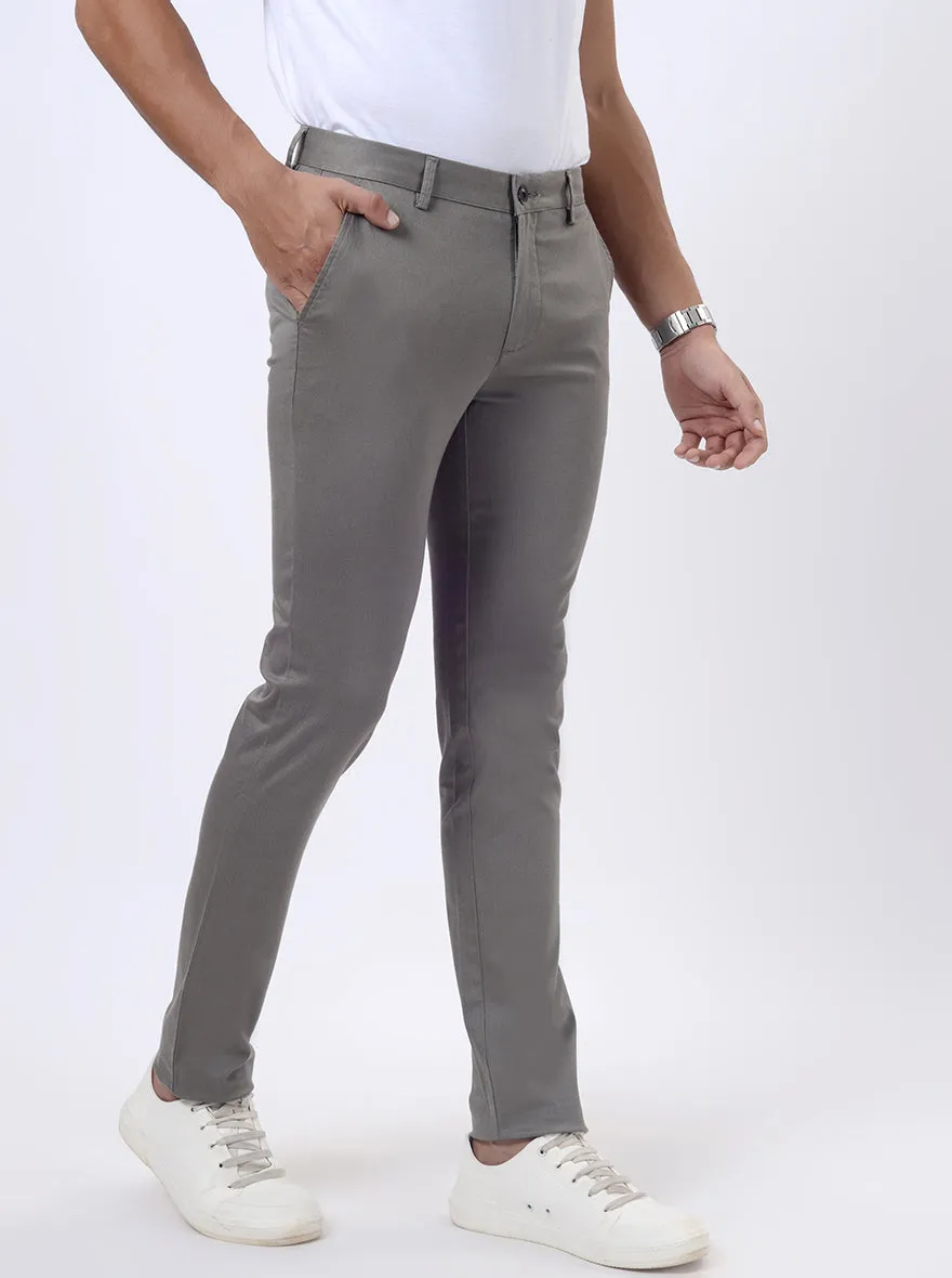 Grey Printed Uno Fit Casual Trouser | JadeBlue