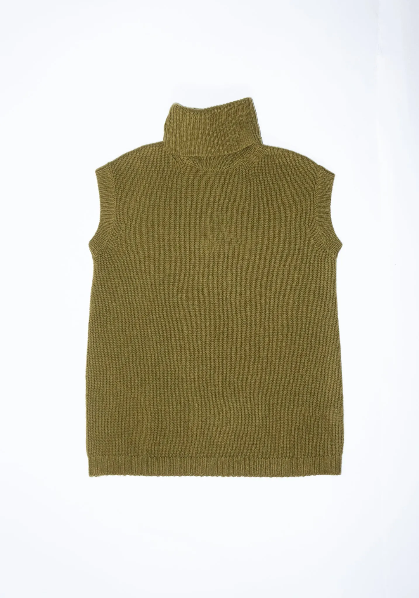 High Neck Sleeveless Vest in Olive