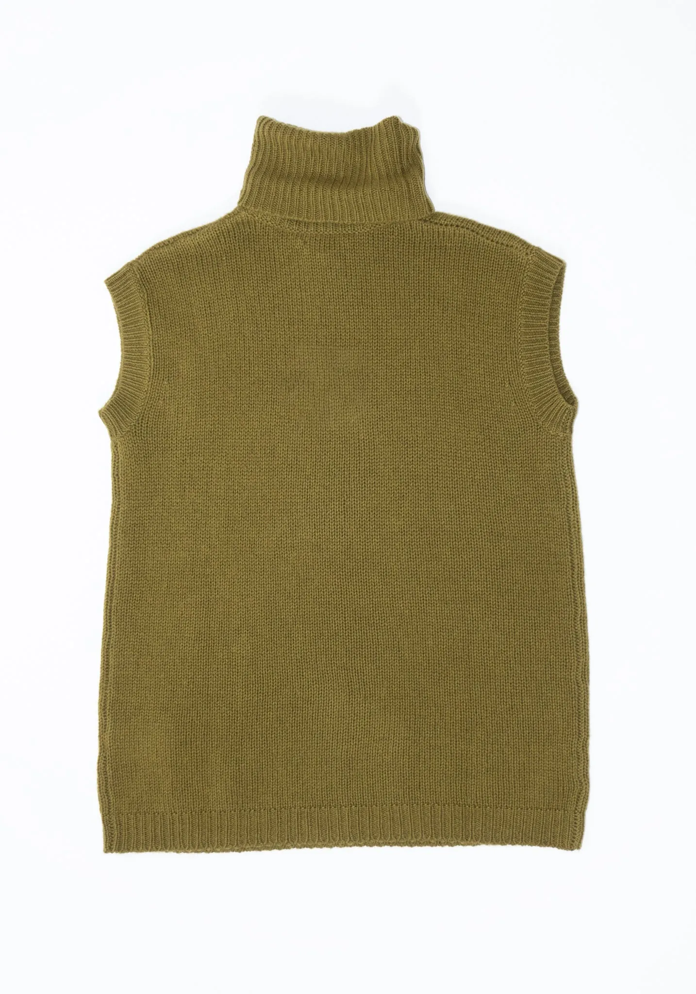 High Neck Sleeveless Vest in Olive