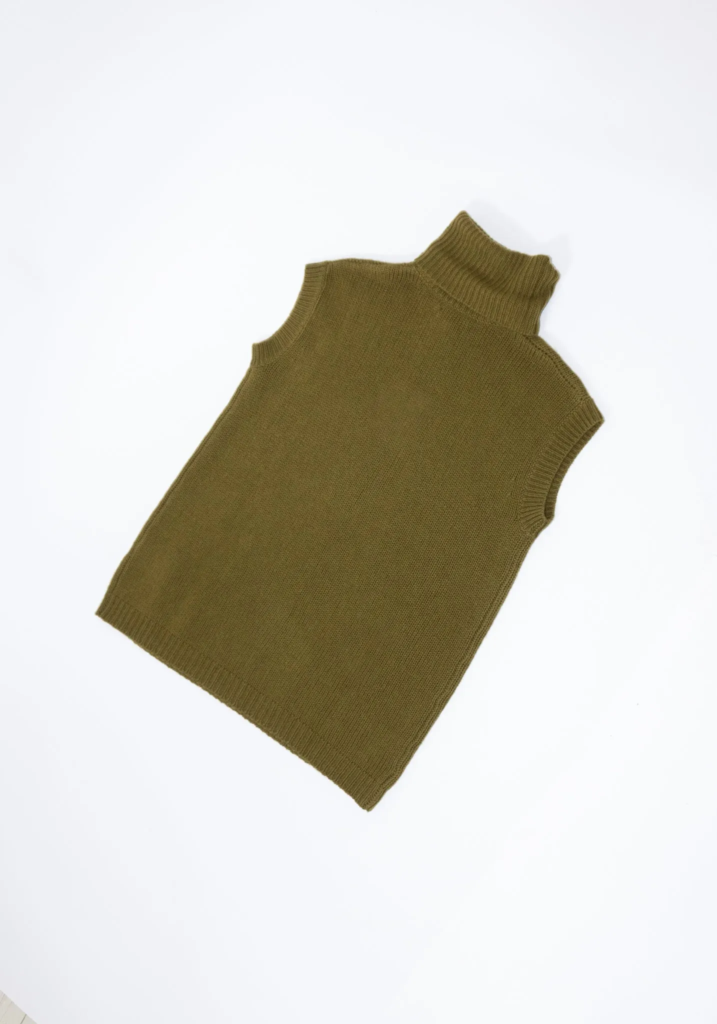 High Neck Sleeveless Vest in Olive