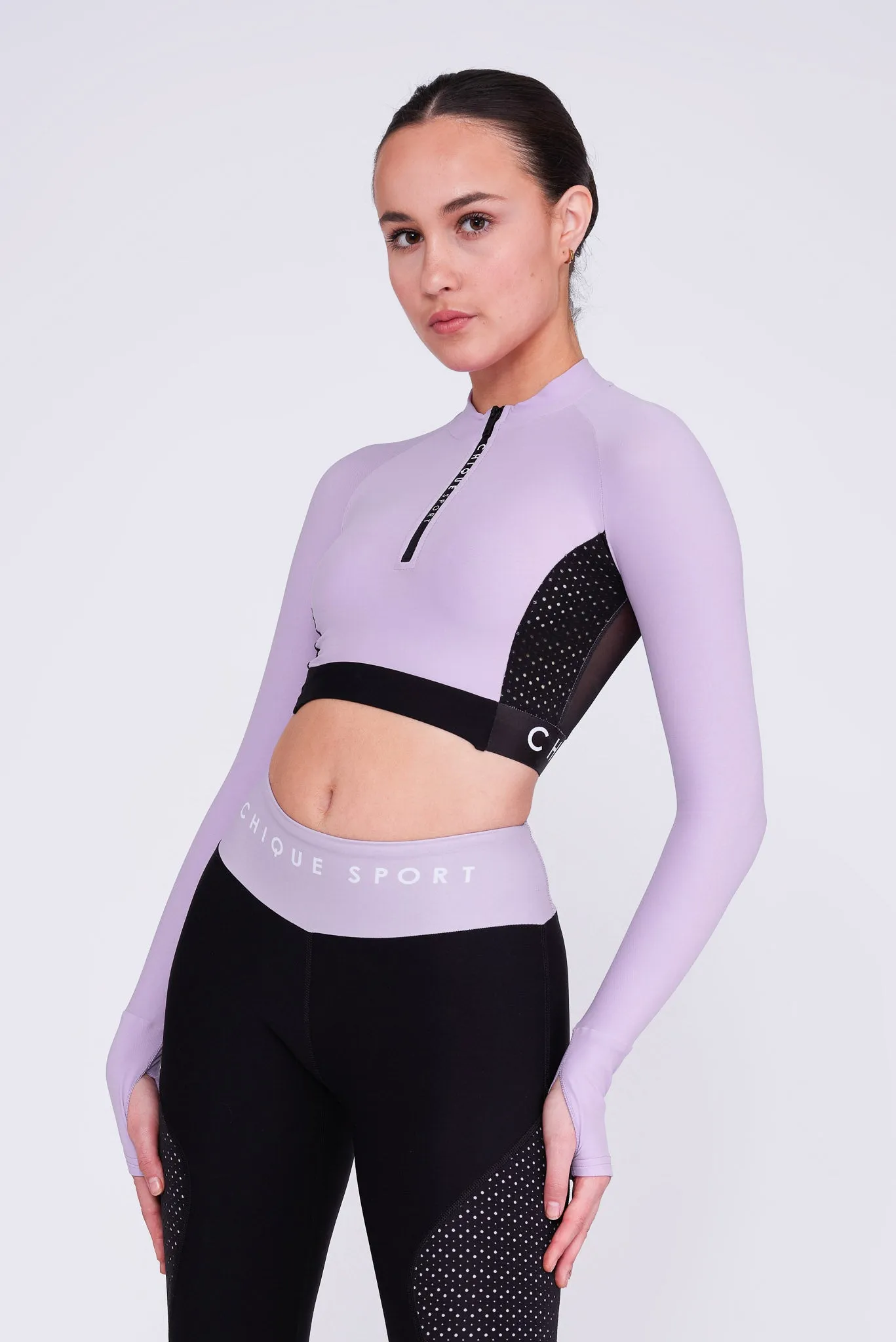 Ignite Long-Sleeve Crop Top in Amethyst