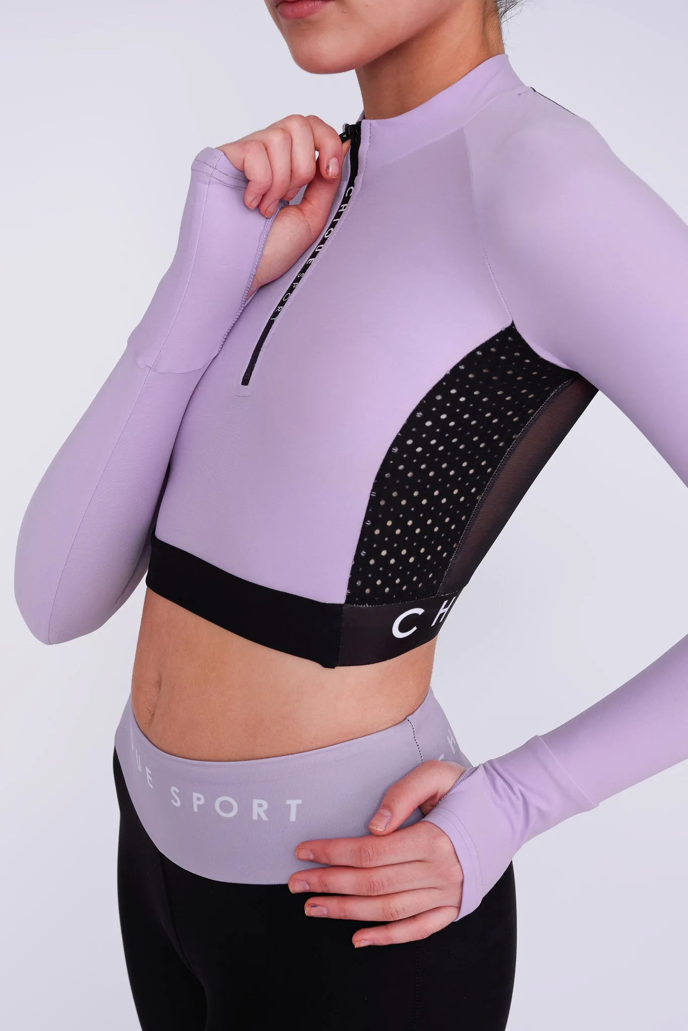 Ignite Long-Sleeve Crop Top in Amethyst