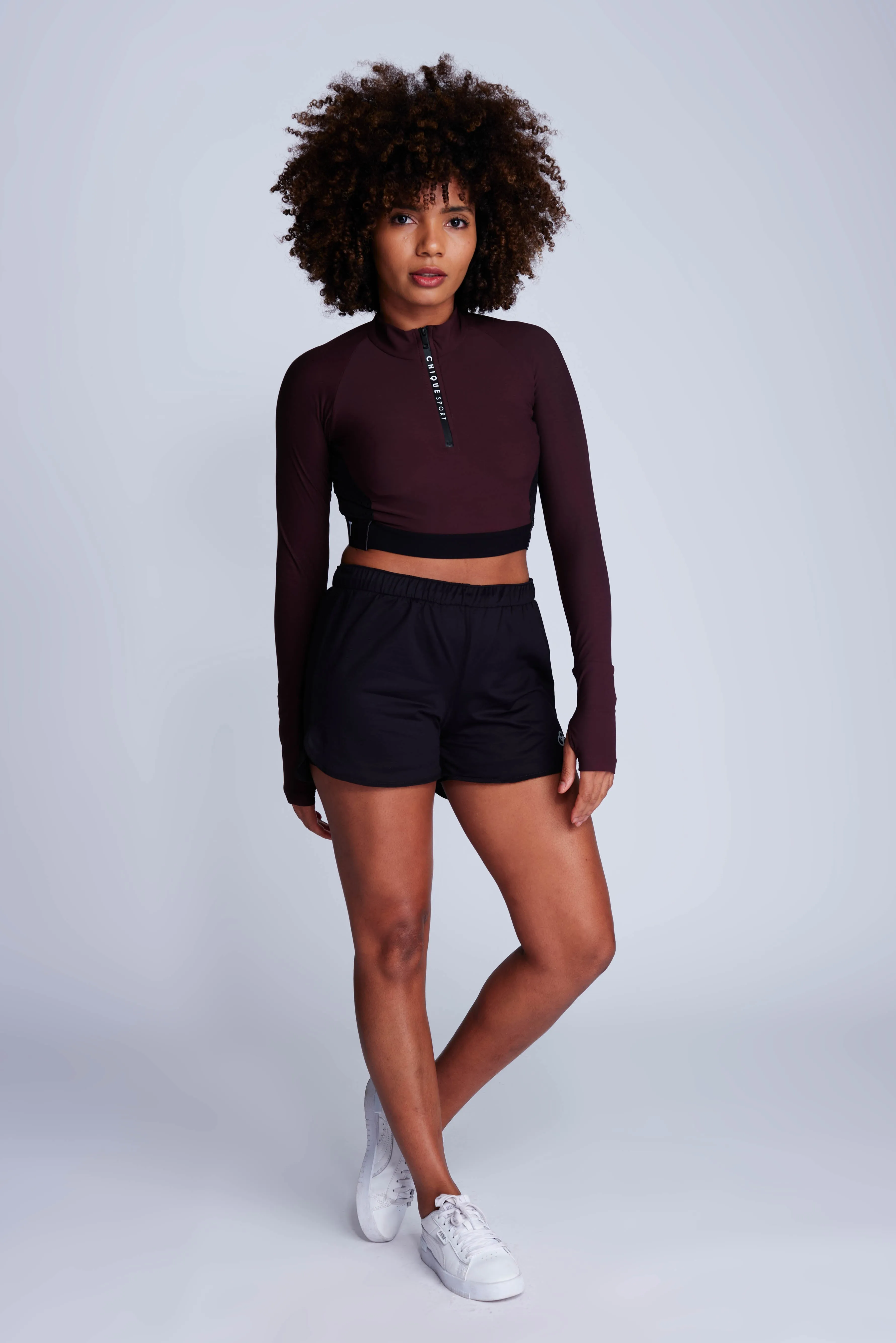 Ignite Long-Sleeve Crop Top in Truffle