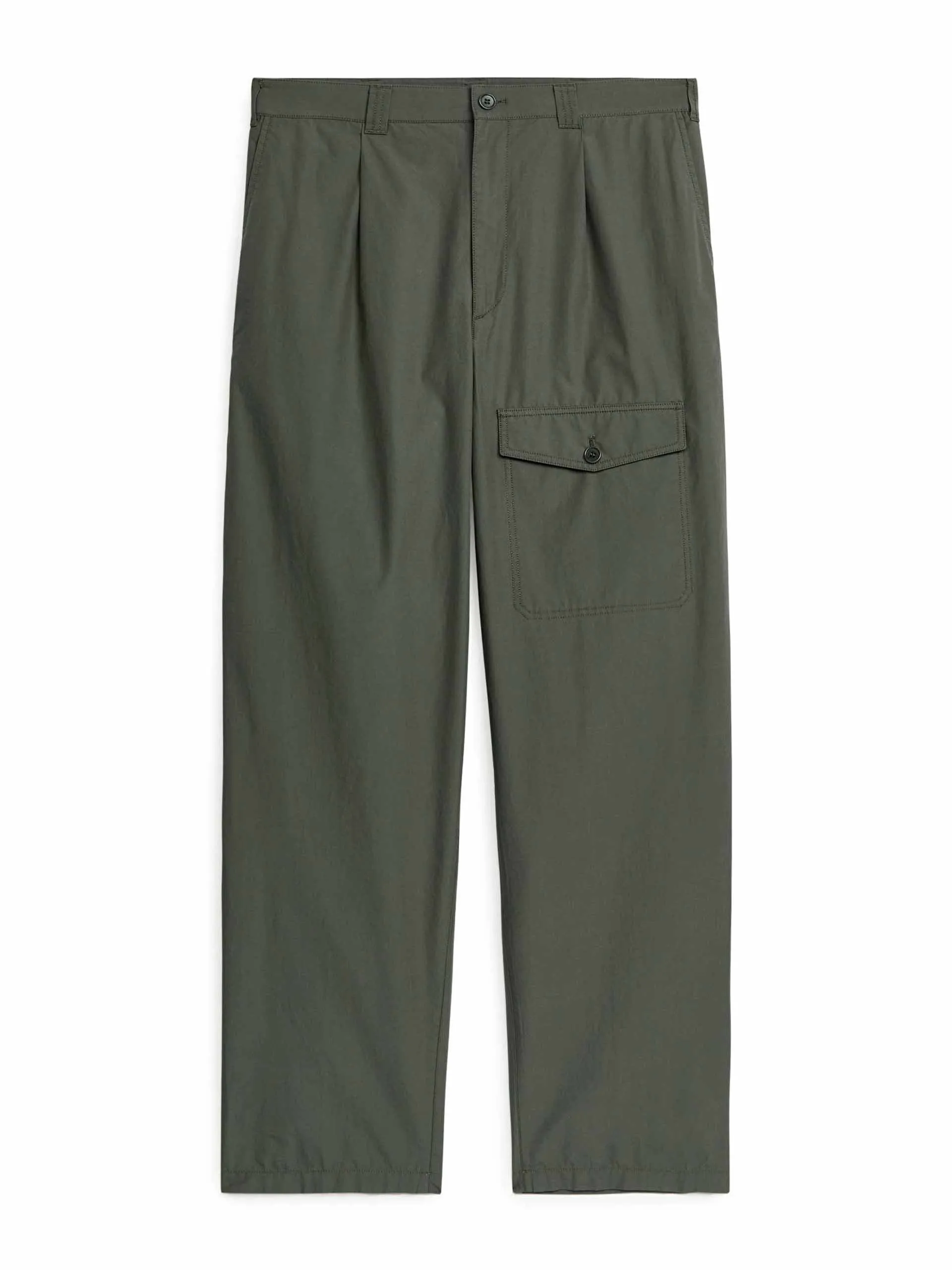 Khaki wide utility trousers