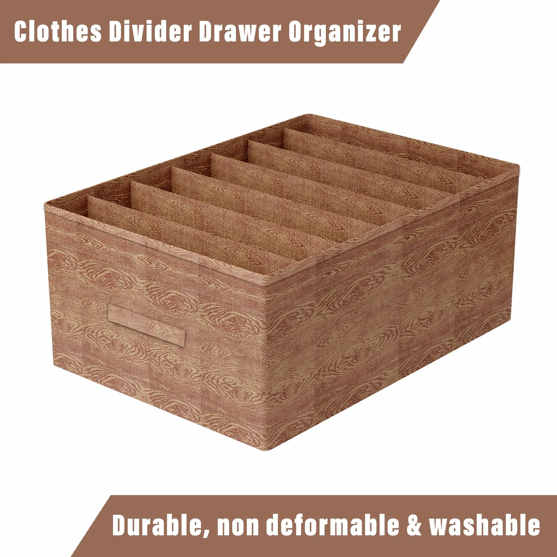 Kuber Industries Trouser Box | Wardrobe Organizer | Clothes Organizer | Storage Box for Pants-Shirt-Sweaters-Bra Panty-Socks | 7-Grid Closet Organizer | Medium | Wooden