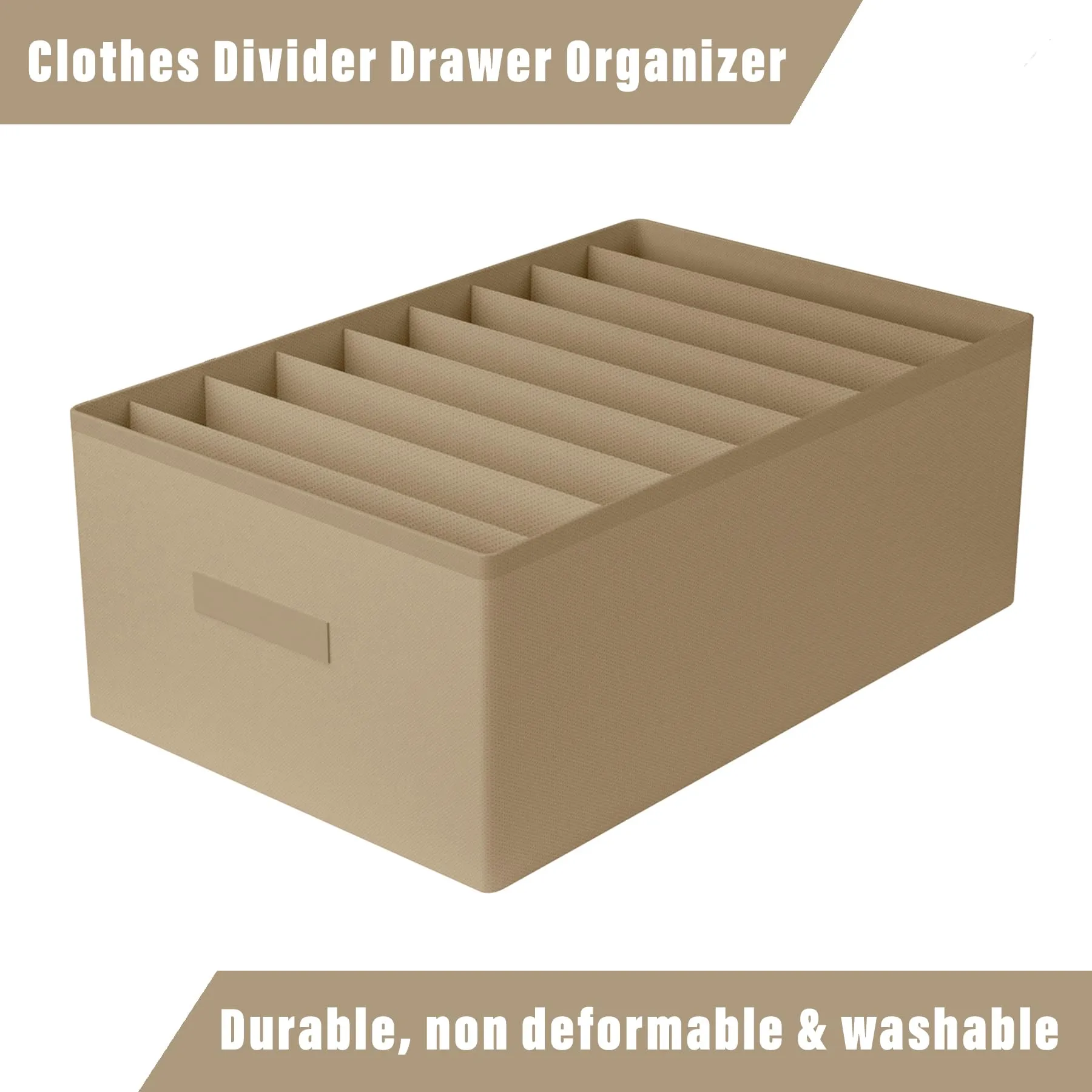 Kuber Industries Trouser Box | Wardrobe Organizer | Clothes Organizer | Storage Box for Pants-Shirt-Sweaters-Bra Panty-Socks | 9-Grid Closet Organizer | Plain | Large | Brown