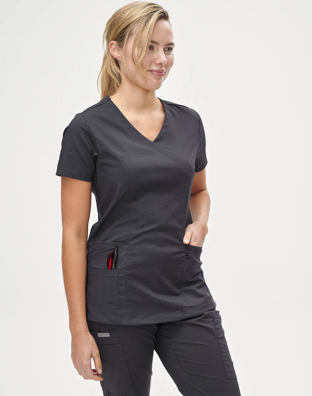 Ladies Solid Colour Short Sleeve Scrub Top - M7640