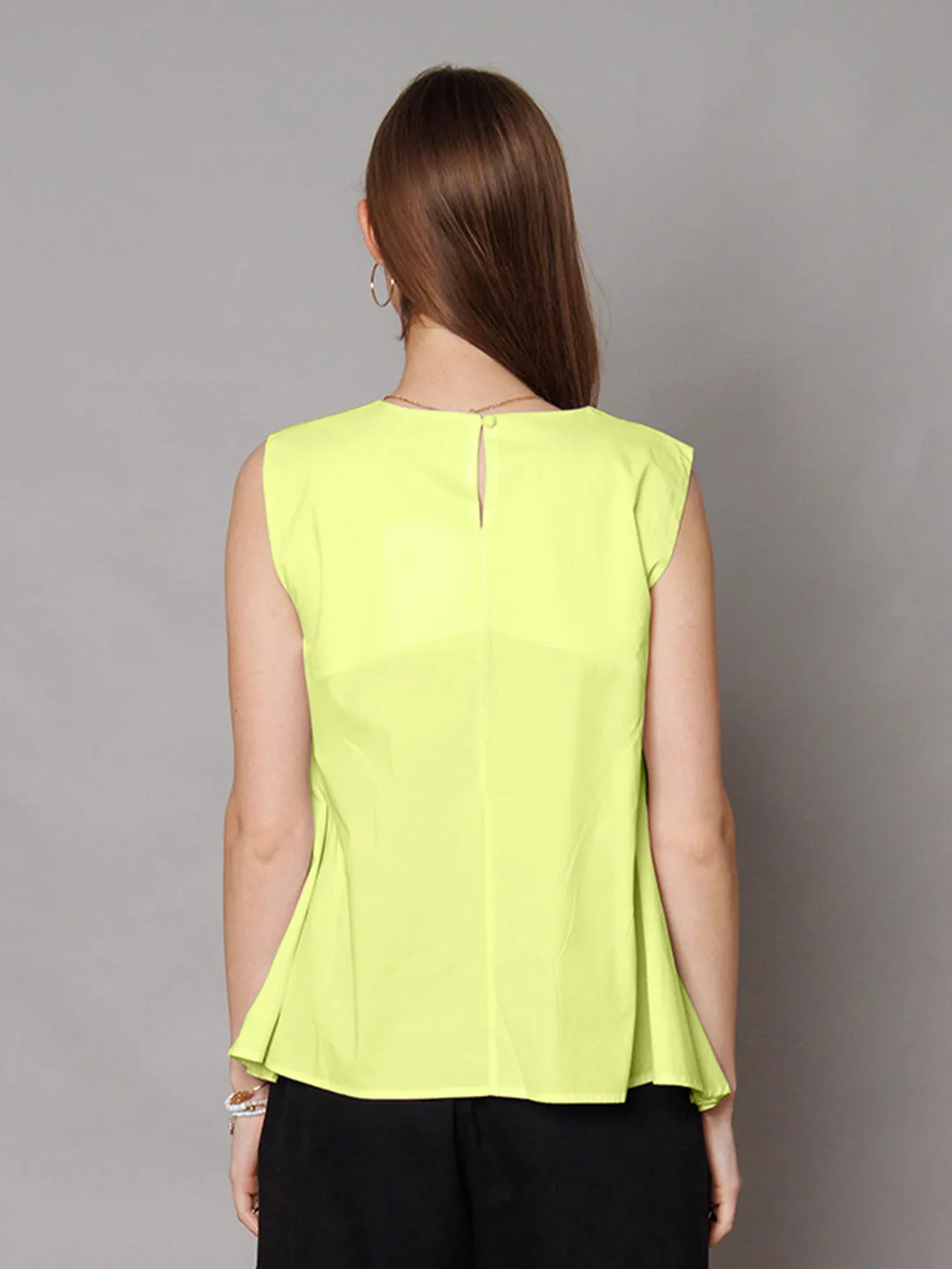 Lime Yellow Solid Relaxed Fit Top