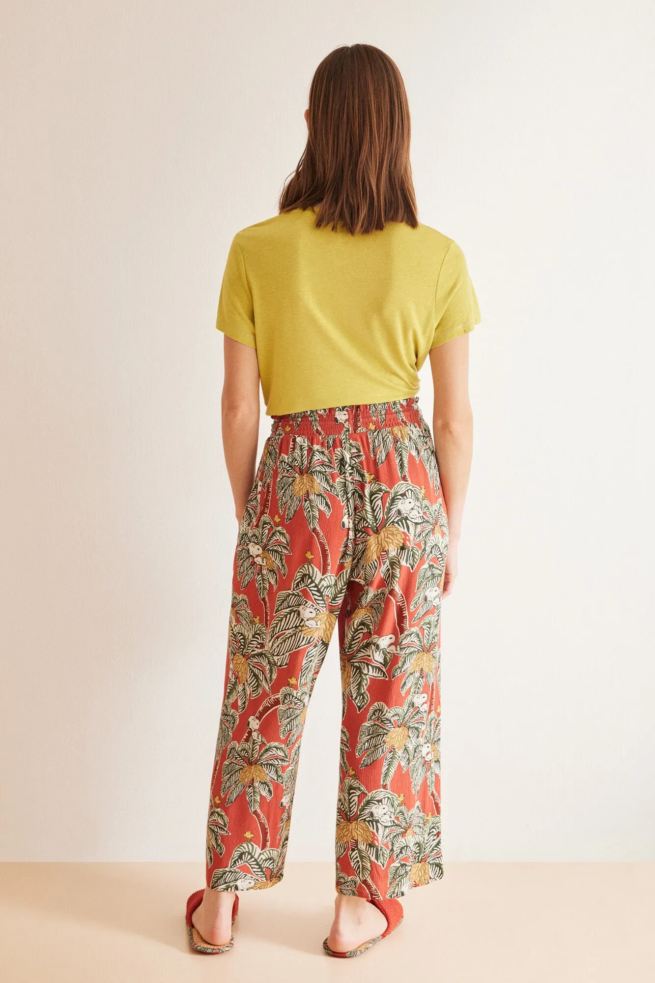 Long tropical Snoopy fluid trousers