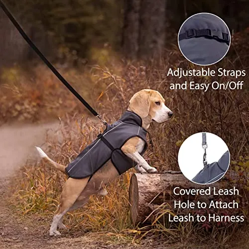 LUCOLOVE Dog Winter Coat Waterproof Heat-Retaining Insulated Vest Easy On/Off and Lightweight for All Weather Conditions Suits Very Small to Very Large Dog Breeds (2XL)