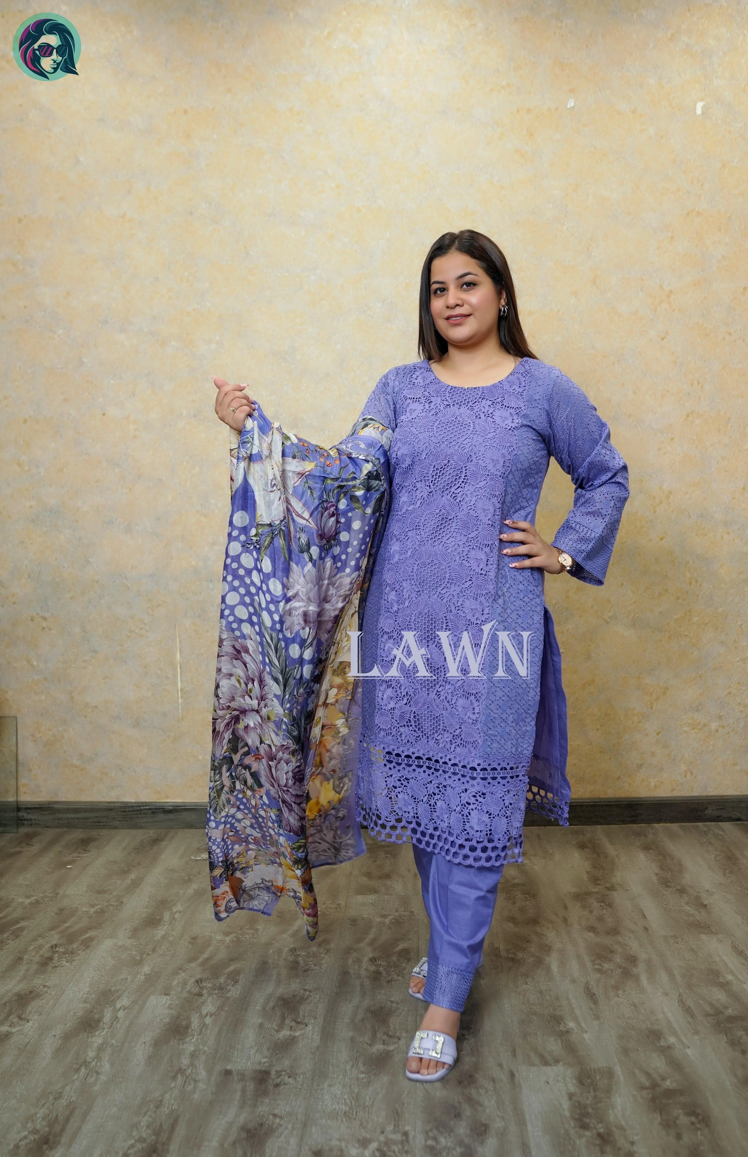 Purple Festive Lawn Pakistani Style Suit - 5-Star Elegant Design for Special Occasions