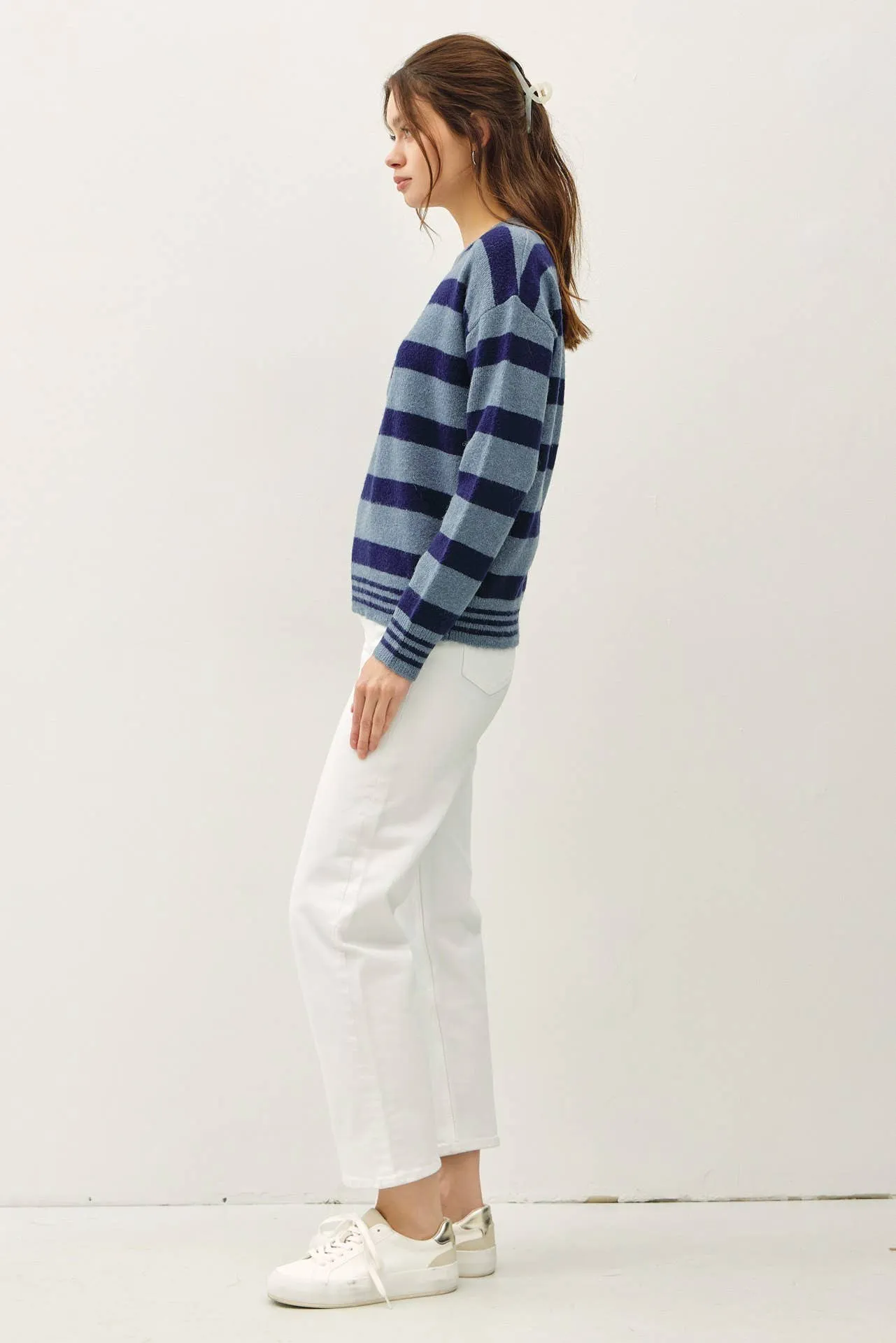 RELAXED HORIZONTAL STRIPE SWEATER