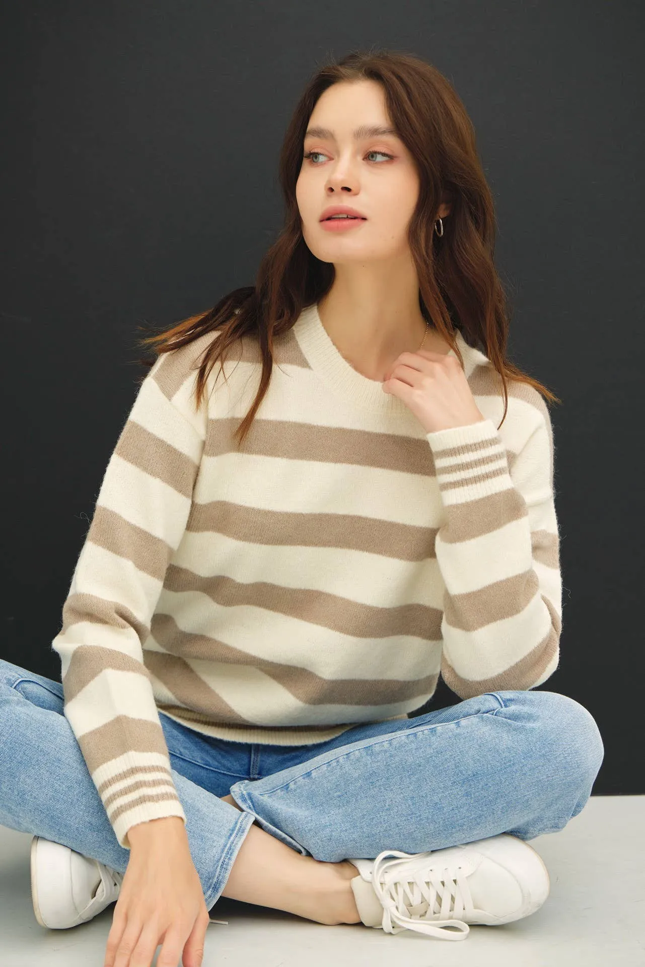 RELAXED HORIZONTAL STRIPE SWEATER