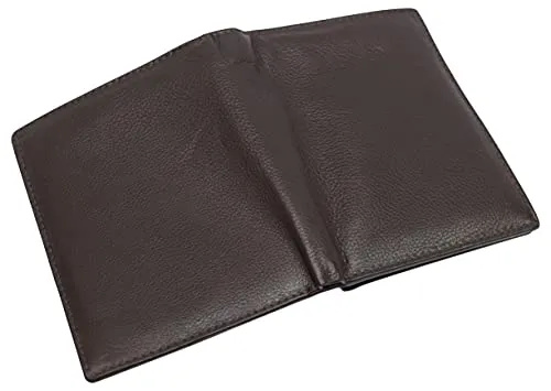 RFID Blocking Men's Bifold Hipster Center Flap Large Capacity Genuine Leather Wallet