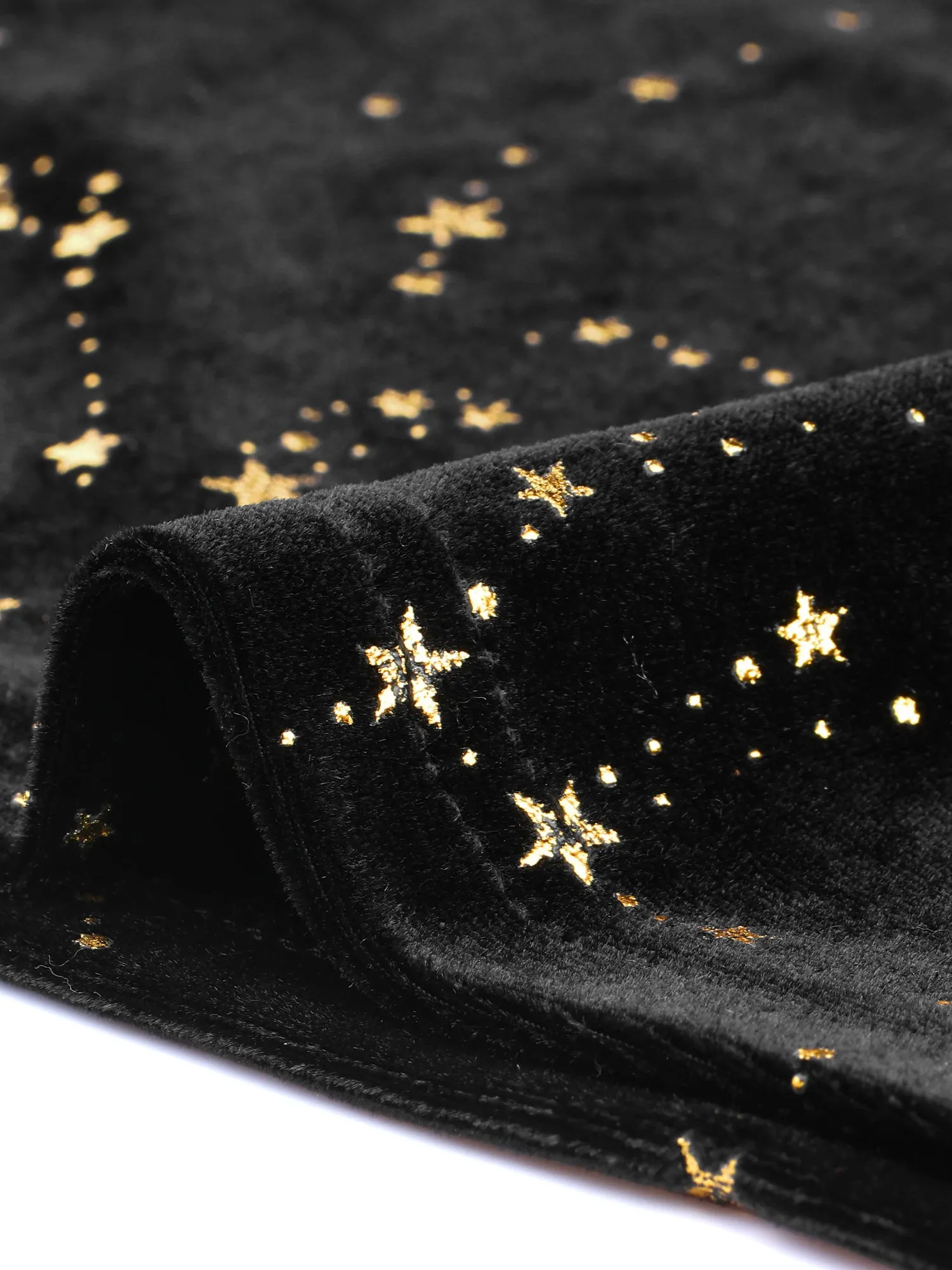 Velvet Blouse Stand Collar Long Sleeve Stars Tops