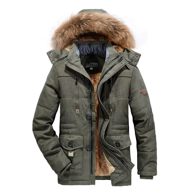 Warm Thick Windproof Fur Collar Parka Coat