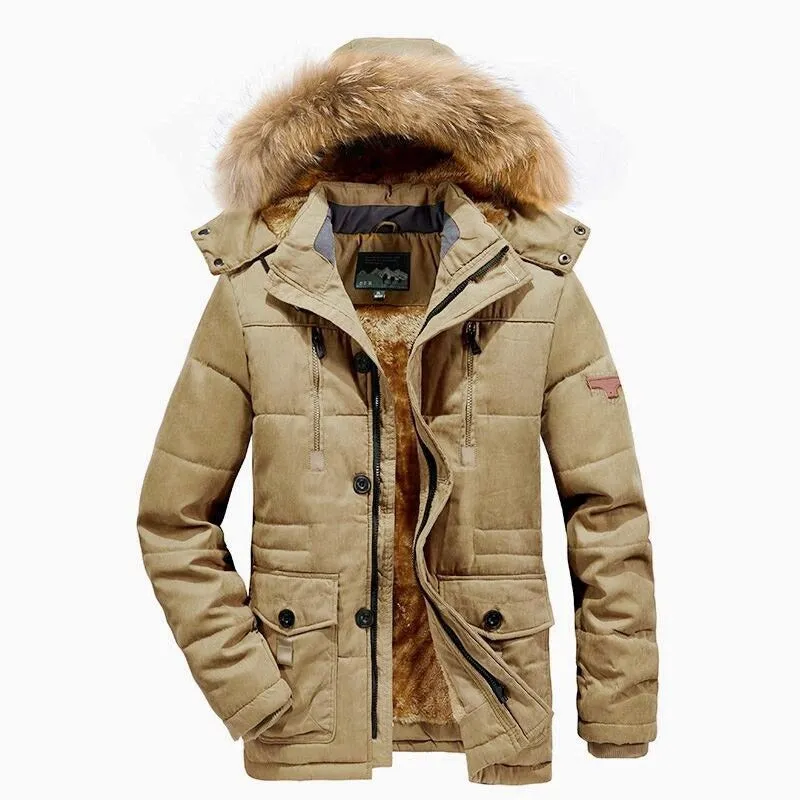 Warm Thick Windproof Fur Collar Parka Coat