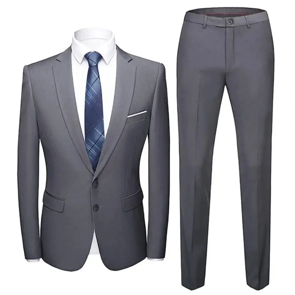 Wedding Suit For Men Set Elegant Blazers Formal 2 Pieces Full Jackets Pants Classic Business Coats 2024