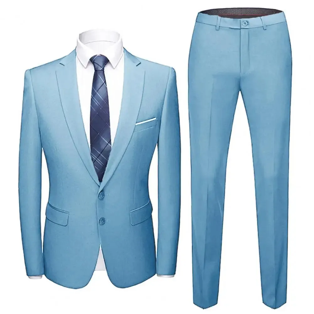 Wedding Suit For Men Set Elegant Blazers Formal 2 Pieces Full Jackets Pants Classic Business Coats 2024