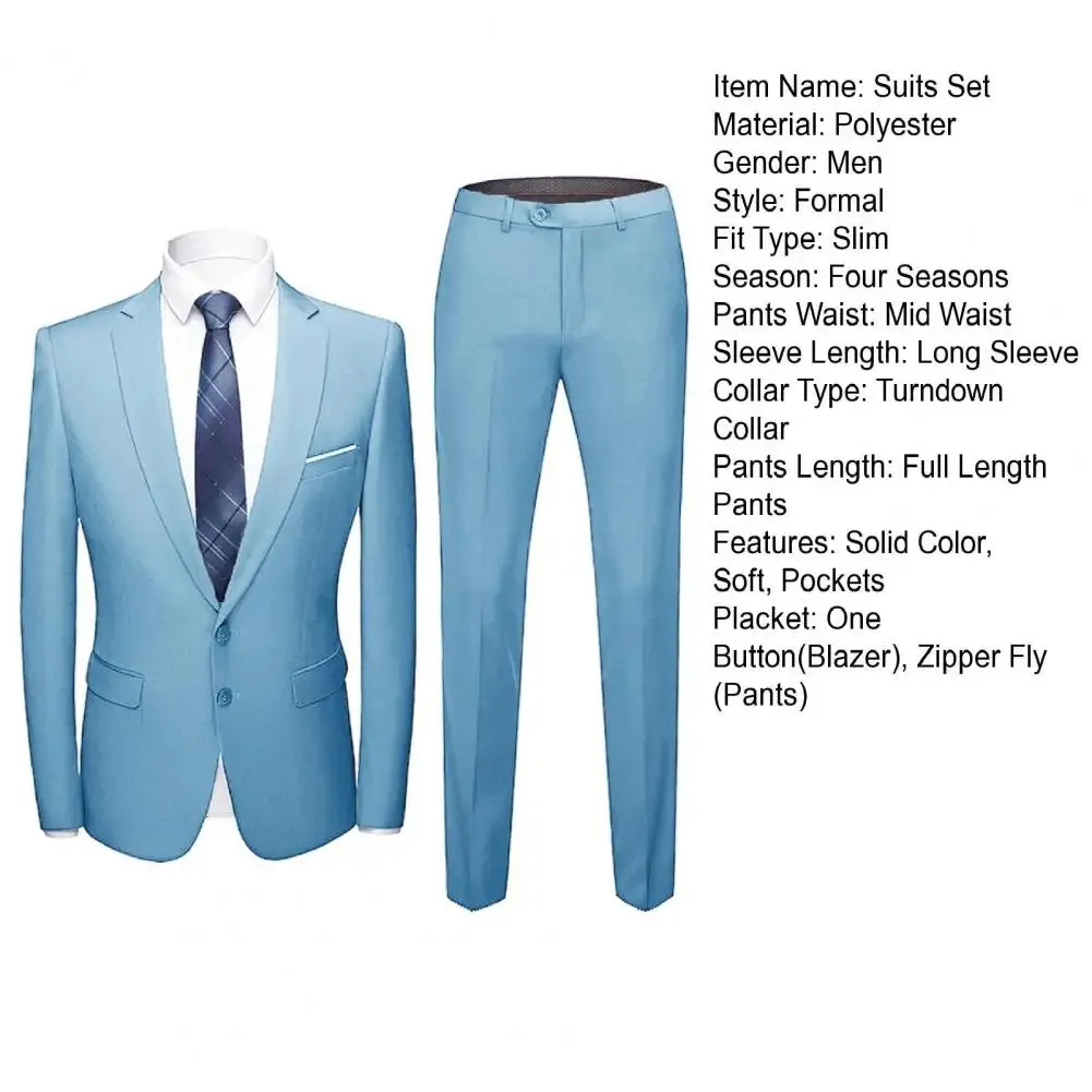 Wedding Suit For Men Set Elegant Blazers Formal 2 Pieces Full Jackets Pants Classic Business Coats 2024