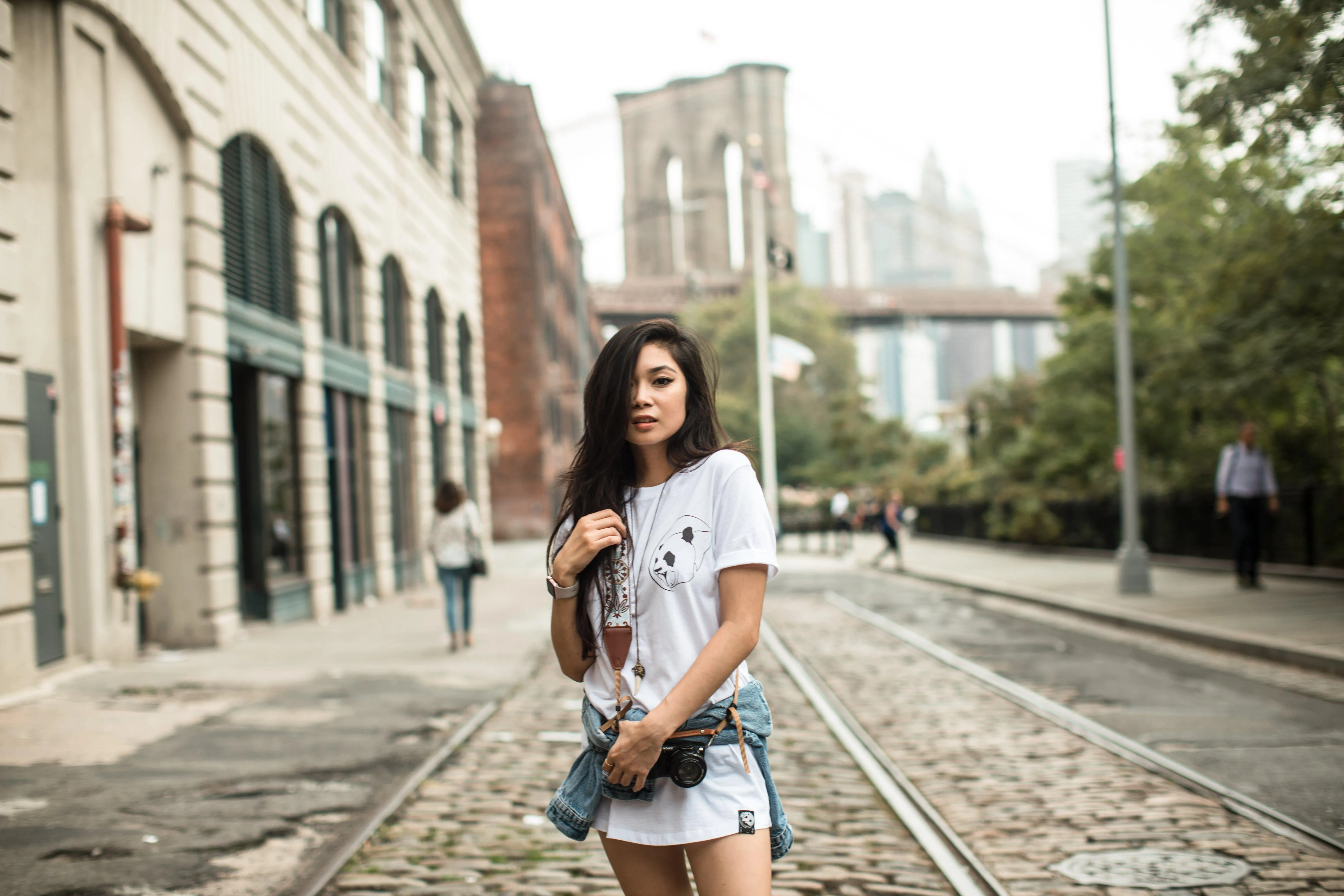 White Classic Panda Unisex Long Tee