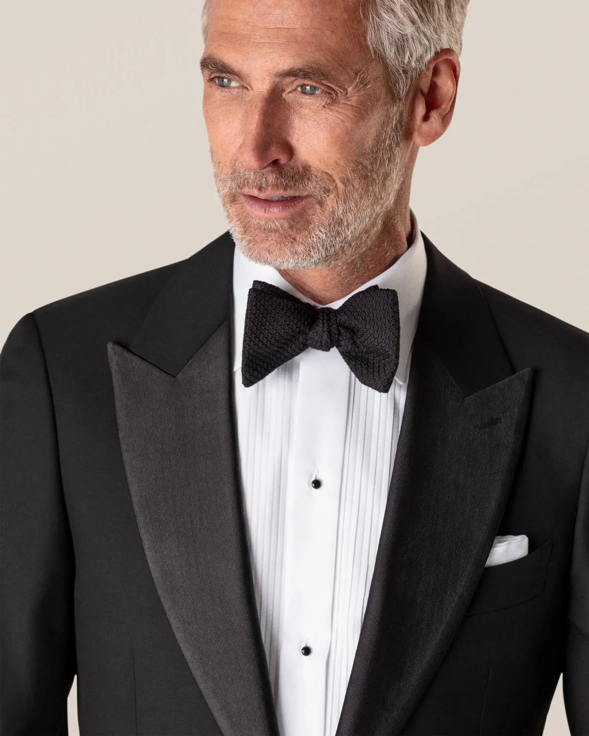 White Plissé Tuxedo Shirt- Classic Fit