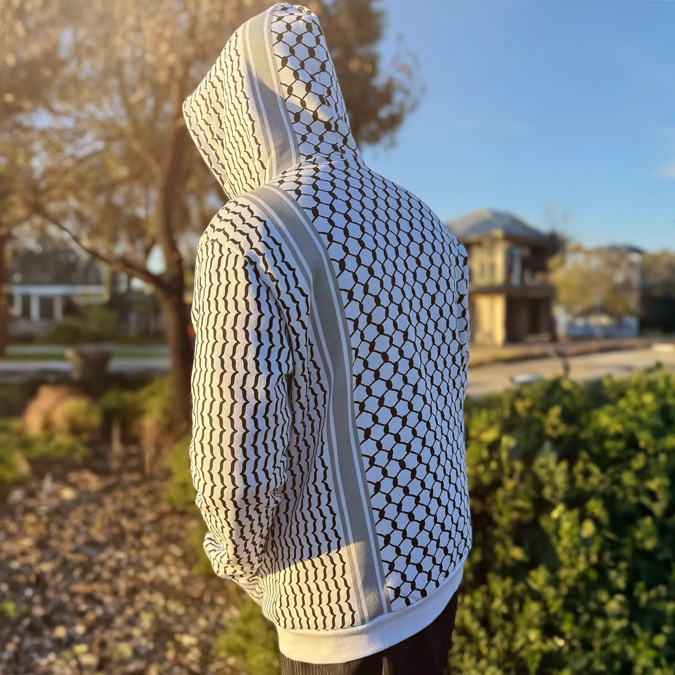 Winter Exclusive: Adult White & Black Keffiyeh Hoodies - First in Australia