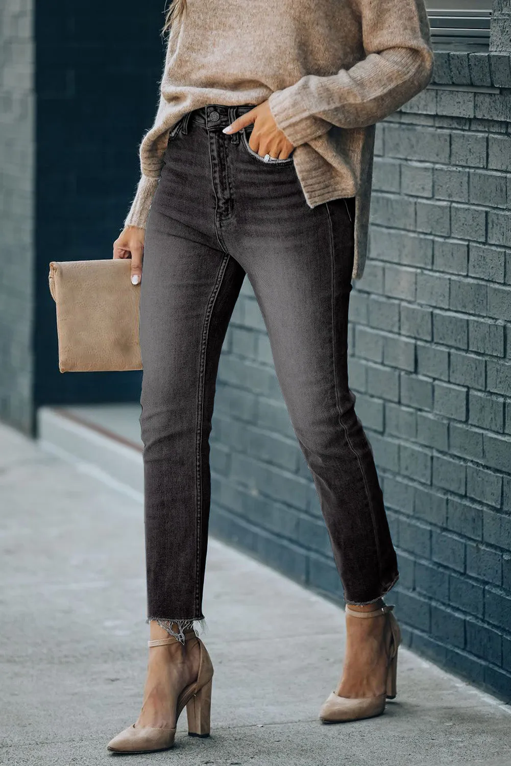 Womens Skinny Jeans High Waist Ankle Length Denim Pants