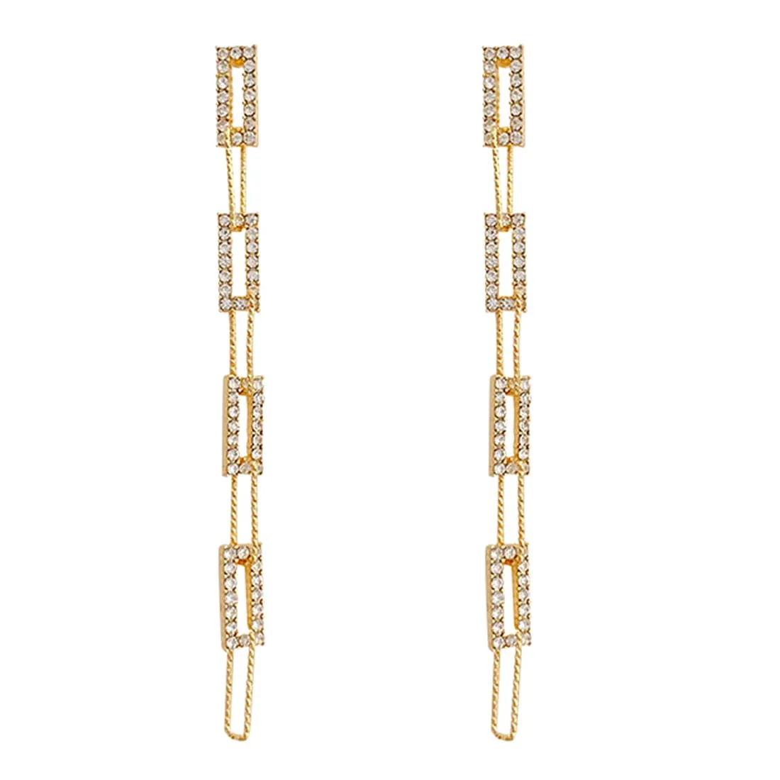 Yellow Chimes Earrings For Women Gold Tone Geometric Shape Interlink Chain Tassel Dangler Earrings For Women and Girls