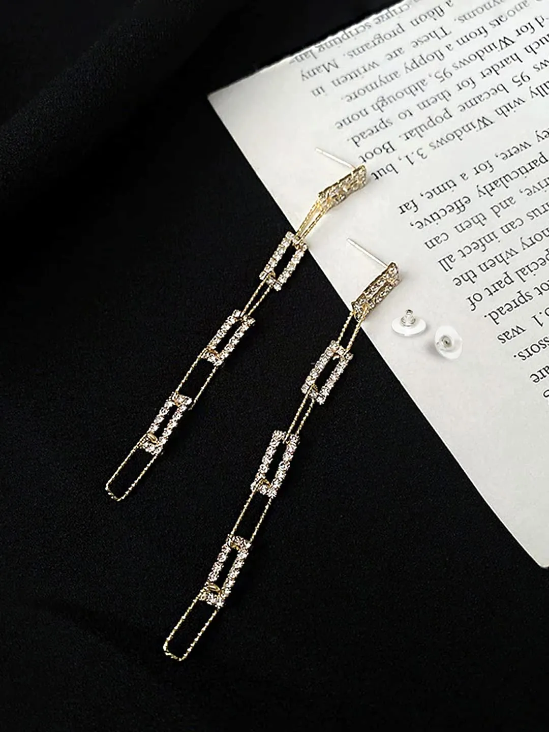 Yellow Chimes Earrings For Women Gold Tone Geometric Shape Interlink Chain Tassel Dangler Earrings For Women and Girls