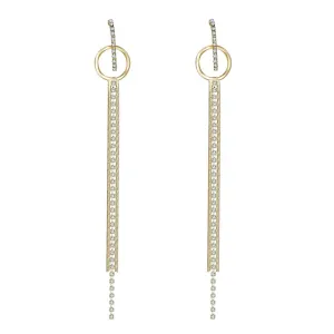 Yellow Chimes Earrings For Women Gold Tone Sparkling Crystal Studded Long Chain Dangler Earrings For Women and Girls