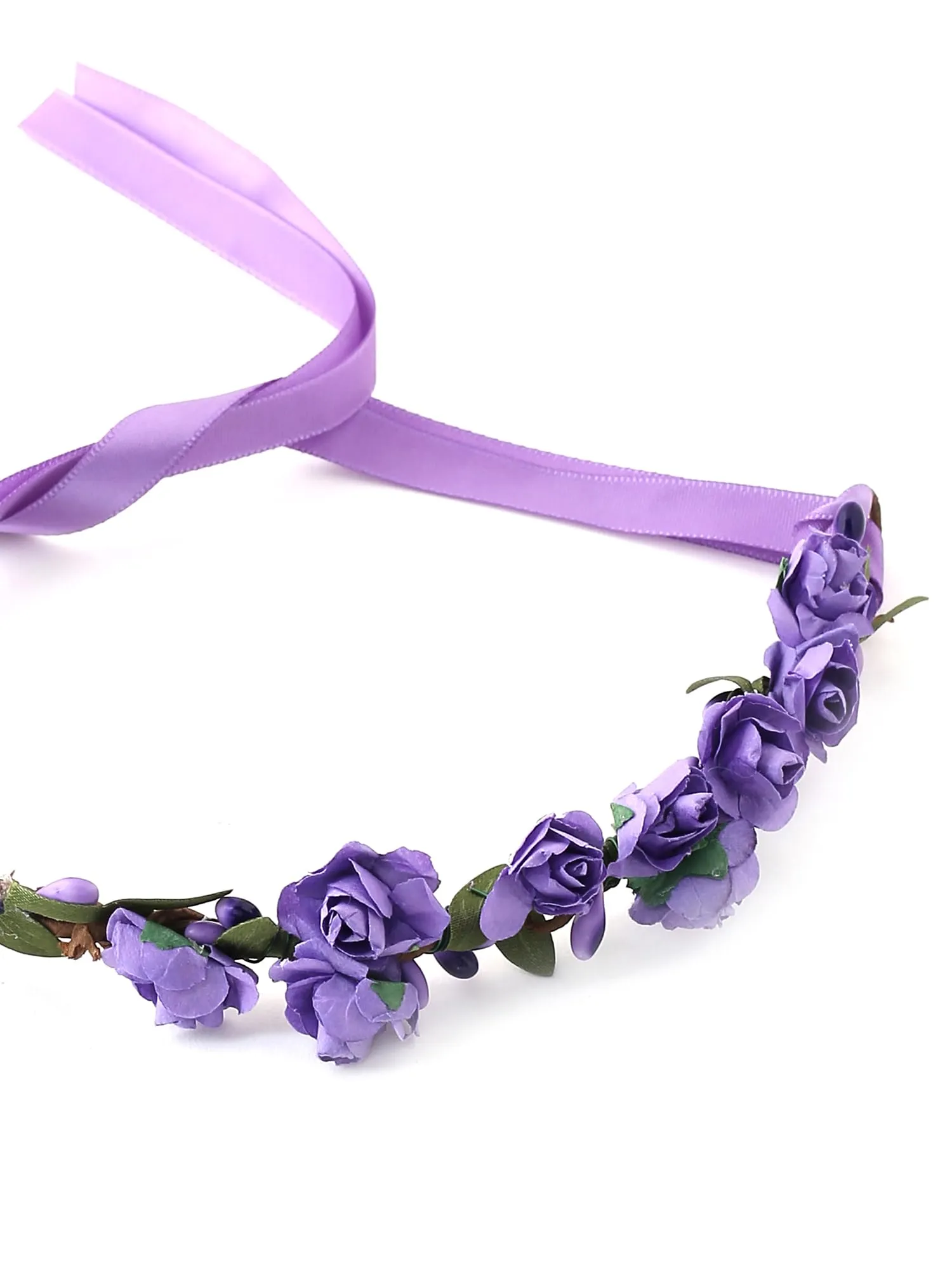 Yellow Chimes Floral Tiara Crown Set for Women Handmade Purple Floral Tiara & Bracelet Set For Women Wrist Band Bridal Wedding Headband Hair Tiara For Women Bridesmaid Tiara Set Hair Accessories